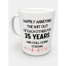 Odea 35. Yıl Evlilik Kupası – Komik Çift Kahve Kupası, Anniversary Mug, Seramik Baskılı Hediye Kupa, Eşler Için Eğlenceli Tasarım