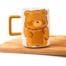 Odea Mukko Home Sevimli Ayı Kabartmalı Porselen Kupa - 350 Ml, El Dekoru Boyama, Şık ve Dayanıklı Kupa,krem, MUG50K