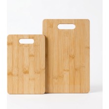 Odea Deconox Bambu 2’li Kesim Panosu Seti, 16X26 cm ve 20X30 cm Doğal Bambu Kesim Tahtası, Kenarlı Askı Delikli Mutfak Doğrama Sunum Peynir Ekmek Sebze Meyve Kesme Panosu