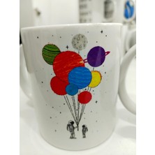 Odea Astronot Gezegen Balon Kupa - Uzay Temalı Renkli Seramik Bardak Hediyesi 325ML