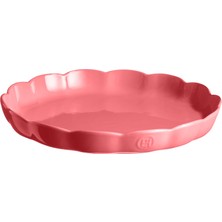 Odea Emile Henry Made In France Seramik Yuvarlak Tart Tabağı, Madeleine Koleksiyonu. 31 cm x 4,1 Cm, Gül Şekeri