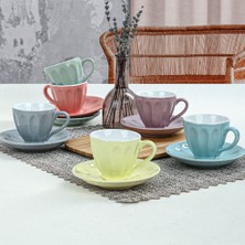 Odea Keramika Soft Rainbow Badem Çay Fincan Takımı 12 Parça 6 Kişilik