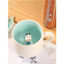 Odea Mukko Home 3D Porselen Kupa – Sevimli Hayvan Biblolu, 350 ml Şık ve Eğlenceli Sürpriz Kupa,mavi
