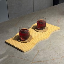Odea Meturas Bambu Çizgili Dikdörtgen Sunumluk 39X17 cm Servis Tahtası | Çok Amaçlı Doğal Bambu Tabak | Kahvaltı, Peynir, Meze, Tatlı Sunumları | Dekoratif & Dayanıklı Servis Altlığı