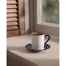 Odea Reve Bleu Raye 2 Parça Kahve Fincan Seti - Mavi/beyaz - 90 ml