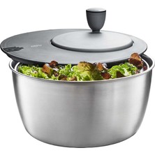 Odea Gefu Salata Kurutucu Rotare | Paslanmaz Çelik, 24 cm | Manivela Tahrikli ve Boşaltıcılı Salata Kurutucu | 3 Parça ve Bulaşık Makinesinde Yıkanabilir, 3 L Hacim