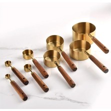 Odea Lin Grup 8 Adet Ahşap Saplı Paslanmaz Çelik Ölçüm Kabı - Ölçü Kaşığı