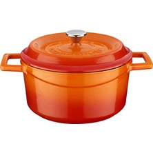 Odea Lava Metal Döküm Yuvarlak Tencere, 20 Cm, Turuncu