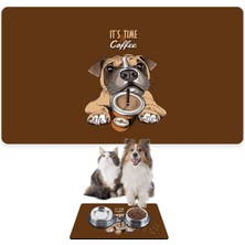 Odea Monnhein Mama ve Su Evcil Hayvan Beslenme Matı, Kolay Temizlenen Emici Su Geçirmez Kumaş, Küçük Orta Boy ve Büyük Kedi ve Köpekler Için Dayanıklı Köpek Kedi Paspas (40X60, Caffe Dog)