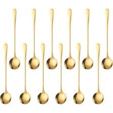 Odea 1010 Çelik Gold 12 Adet 18 cm Uzun Tatlı Latte Dondurma Kaşığı CIN510SR-12