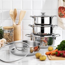 Odea Schafer Steel Storm Çelik Tencere Seti 8 Parça-Inox