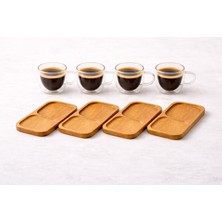 Odea Çift Katmanlı 4'lü Espresso Cam Bardak Seti 80 ml & Tabak – 4’lü Set | Borosilikat Cam, Isı Yalıtımı, Bulaşık Makinesi Uyumlu, Türk Kahvesi Ristretto Macchiato Için