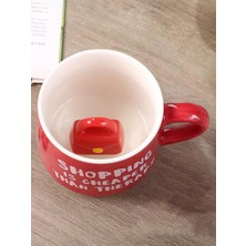 Odea Mukko Home Kırmızı Lüks Çantalı Sürpriz Porselen Kupa – 350 Ml, Alışveriş Temalı, Şık ve Eğlenceli,kırmızı
