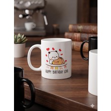 Odea Happy Birthday Love Panda Kupa - Sevimli Doğum Günü Seramik Bardak Sevgili Hediyesi 325ML