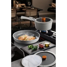 Odea Neoflam Midas Gri 6 Parça Ayrılabilen Saplı Iç Içe Geçebilen Indüksiyonlu Tencere Tava Seti