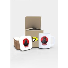 Odea Postermanya Catzilla Komik Kedi Tasarımlı Baskılı Kupa Bardak Seti, Eğlenceli Özel Hediye Mug