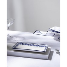 Odea Reve Bleu Orva Dikdörtgen Tabak - 22 cm - Mavi/beyaz