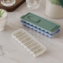 Odea Pratik Dolum Kapaklı Buz Kalıbı Seti - 8 Bölmeli Esnek Silikon Tabanlı Kolay Çıkarılabilir Buzluk Kalıbı, Üst Üste Istiflenebilir Koku Geçirmez Kapaklı, Su ve Kahve Buzu Bpa Free(Dikdörtgen) 2 Adet
