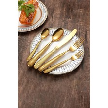 Odea 30 Parça 6 Kişilik Gold Çelik Yemek Kaşık Çatal Bıçak Seti MT226SR