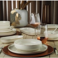 Odea Kütahya Porselen Bone Moderna 52 Prç 12 Kişilik Yemek Takımı Altın File