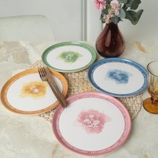 Odea Keramika Flowers Mottolu Nordic Pasta Tabağı 22 cm 4 Adet 22804-05