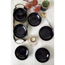 Odea Keramika Siyah Gold Halka Çerezlik/sosluk 13 cm 6 Adet