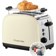 Odea Russell Hobbs Ekmek Kızartma Makinesi [2 Dilim Için] Colours Plus Inox Krem (Ekstra Geniş Yuvalar, 6 Kademeli Hızlı Kızartma, Kaldırma ve Kontrol, Buz Çözme, Isıtma, 1600 W) Toaster 26551-56