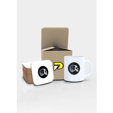 Odea Postermanya Kahve Içen Iskeletor Tasarımlı Baskılı Kupa Bardak Seti, Eğlenceli Özel Hediye Mug