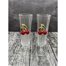 Odea Yzhome 2 Li Cam Kiraz Flüt Kahve Yanı Bardağı Kokteyl Meşrubat Bardak 150ML