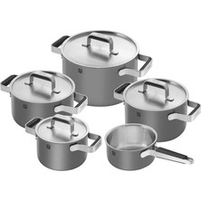Odea Zwıllıng Pure Tencere Seti, 5 Parça, 18/10 Paslanmaz Çelik, Seramik Dış Kaplama, Stay-Cool Kulplar, Bulaşık Makinesinde Yıkanabilir, Antrasit Gri