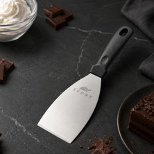 Odea Paslanmaz Çelik Pasta Spatulası M Boy, Geniş Yüzeyli Siyah Saplı Kek ve Tatlı Servis Spatulası