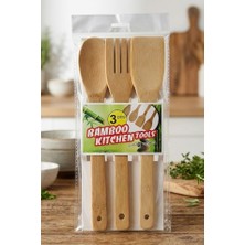 Odea Smartizi 3 Parça Doğal Ahşap Mutfak Gereçleri Seti - Çizilmez Tahta Kaşık ve Spatula - Granit, Teflon ve Seramik Tavalar Için Güvenli