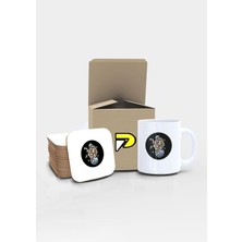 Odea Postermanya Astronot ve Kahve Uzay Tasarımlı Baskılı Kupa Bardak Seti, Eğlenceli Özel Hediye Mug