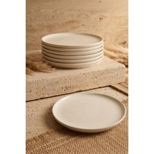 Odea Bambum 6'lı Handmade 20 cm Beyaz Inci Pasta Tabak Seti - Tatlı Tabağı Seti