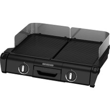 Odea Tefal Bbq Family TG800N10 Elektrikli Masa Izgarası, 2 Ayrı Izgara Yüzeyi, 2 Termostat, Yapışmaz Kaplamalı Alüminyum Döküm Izgara Plakaları, Bulaşık Makinesinde Yıkanabilir, Ekstra Derin Oluklu, Siyah