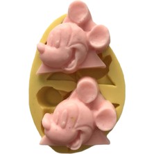 Odea Mickey Mouse Şeklinde 2 Li Silikon Pasta ve Seker Hamuru Kalibi 5X3X1 cm
