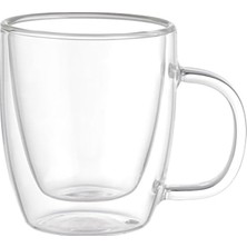 Odea Leggno Vetro Borosilikat Çift Camlı Kulplu Bardak 310ML (2AD)