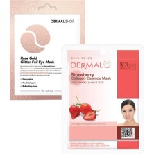 Odea Dermal 3 Katmanlı Rose Gold Göz Maskesi ve Aydınlatıcı ve Arındırıcı Çilek Özlü Kolajen Maske Seti
