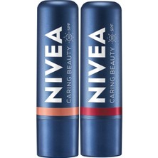 Odea Nıvea Kırmızı Renkli Dudak Bakım Kremi ve Nude Renkli Dudak Bakım Kremi, SPF30, Dudak ve Yanaklar Için