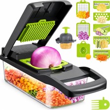Odea Astreon 13 Parça Sebze Doğrayıcı, Ultra Keskin Paslanmaz Çelik Bıçaklar, Geniş Hazneli, Salata Yapıcı, Düz, Küp Spiral Çoklu Şekillerde Kesme, Ev Mutfak Restoran Için Kullanıma Uygun Sebze Kesici