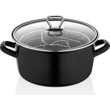 Odea Kahramanlar Cips Chef 22 cm Emaye Kızartma Tenceresi Cam Kapaklı