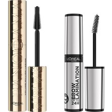 Odea L'oreal Paris Panorama Hacim Veren Siyah Maskara + L'oreal Paris Infaillible 24H Brow Lamination Şeffaf Kaş Sabitleyici
