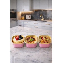 Odea Trend Hediye Sepeti 25'li Kare Pembe Gold Muffin Kek Kalıbı, Tatlı Kasesi, Airfryer Uyumlu