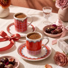 Odea Aryıldız Lura 4 Parça 2 Kişilik Kahve Fincan Takımı Turuncu 90 ml