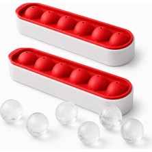 Odea Orret Home Silikon Kapaklı Küre Buz Kalıbı, 6 Hazneli Yuvarlak Buzluk, Kolay Çıkarılabilir Büyük Buz Topu Kalıbı, Sızdırmaz Kapaklı Plastik Buz Kabı (Uzun)