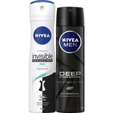 Odea Nivea Black&white Pure Bayan Deosprey 150 Ml+Deep Dimension Erkek Deosprey 150 ml 2'li Paket