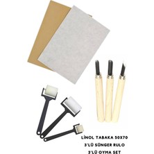 Odea Esmay Linol Tabaka Linol Muşamba Levha 2.5 mm 50X70 cm 3'lü Sünger Rolo Merdane 3'lü Oyma Set GNSRKFAZ3252
