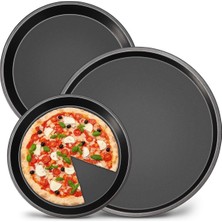 Odea Cook-Lab 30-34-36 cm 3'lü Emaye Yuvarlak Siyah Pizza Fırın Tepsi Seti Siyah 30 cm