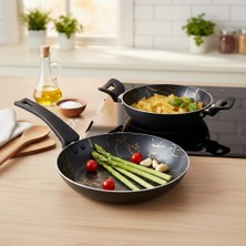 Odea Papilla Desert Eco 2'li Kahvaltı Seti - Izmir Desenli 20 cm Sahan ve 24 cm Tava Yanmaz Yapışmaz Takım