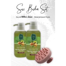 Odea Eyüp Sabri Tuncer Macadamia Yağlı Duş Jeli 600 ml x 2 Adet ve Masaj Şampuan Fırçası Pembe
